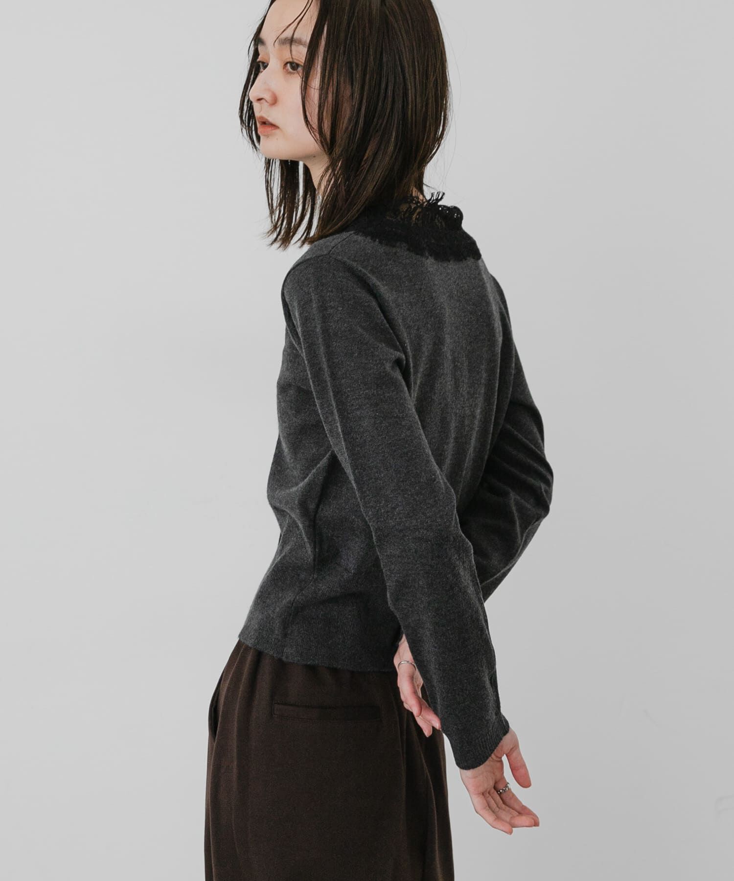 SENSE OF PLACE by URBAN RESEARCH「『洗濯可』レースドッキングニットカーディガン」|カーディガン|