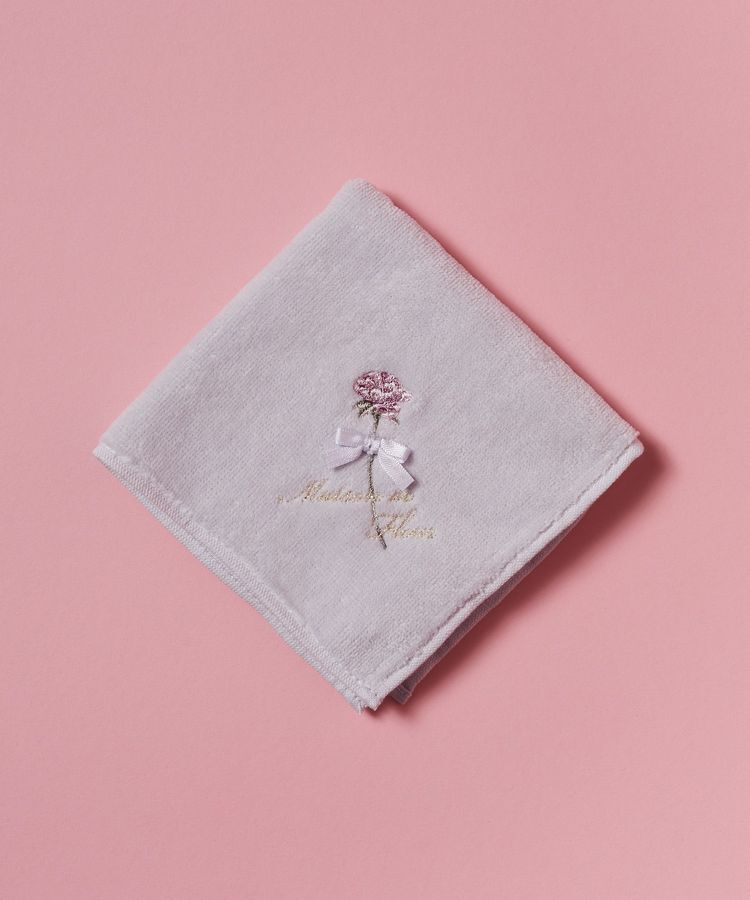 Maison de FLEUR「ローズ刺繍タオルハンカチ」|ハンカチ|ライラック