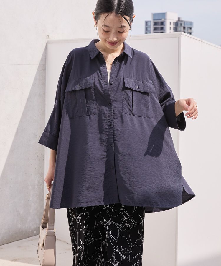 AMERICAN HOLIC「【WEB限定】接触冷感Wポケットシャツチュニック」|シャツ・ブラウス|Charcoal Gray