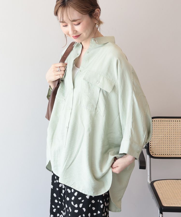 AMERICAN HOLIC「【WEB限定】接触冷感Wポケットシャツチュニック」|シャツ・ブラウス|Khaki