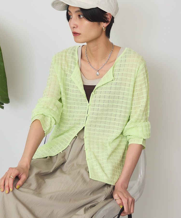 AMERICAN HOLIC「シアーチェックカーディガン」|カーディガン|Lime Green