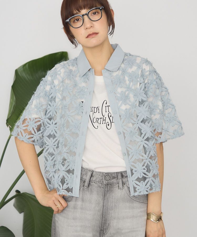 AMERICAN HOLIC「アートレース半袖シャツ」|シャツ・ブラウス|Grayish Khaki