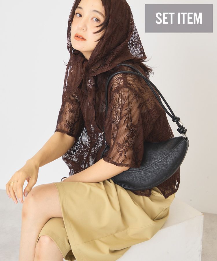 AMERICAN HOLIC「【2点セット】メッシュレース半袖シャツ+スカーフ」|シャツ・ブラウス|Brown