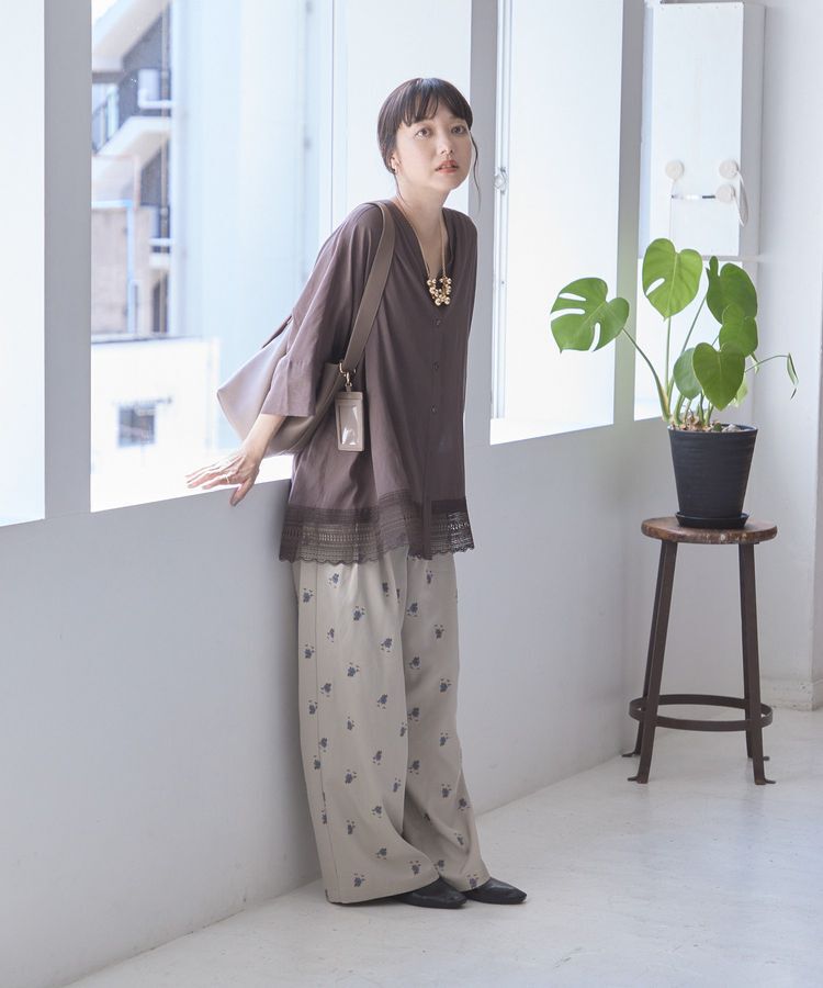 AMERICAN HOLIC「Vネックレース切替シャツ」|シャツ・ブラウス|