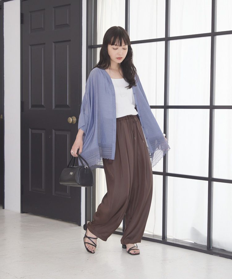 AMERICAN HOLIC「Vネックレース切替シャツ」|シャツ・ブラウス|