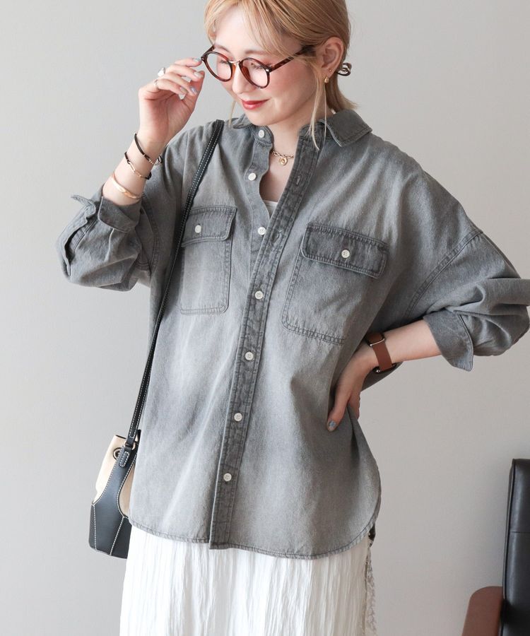 AMERICAN HOLIC「Wポケットデニムシャツ」|シャツ・ブラウス|Gray