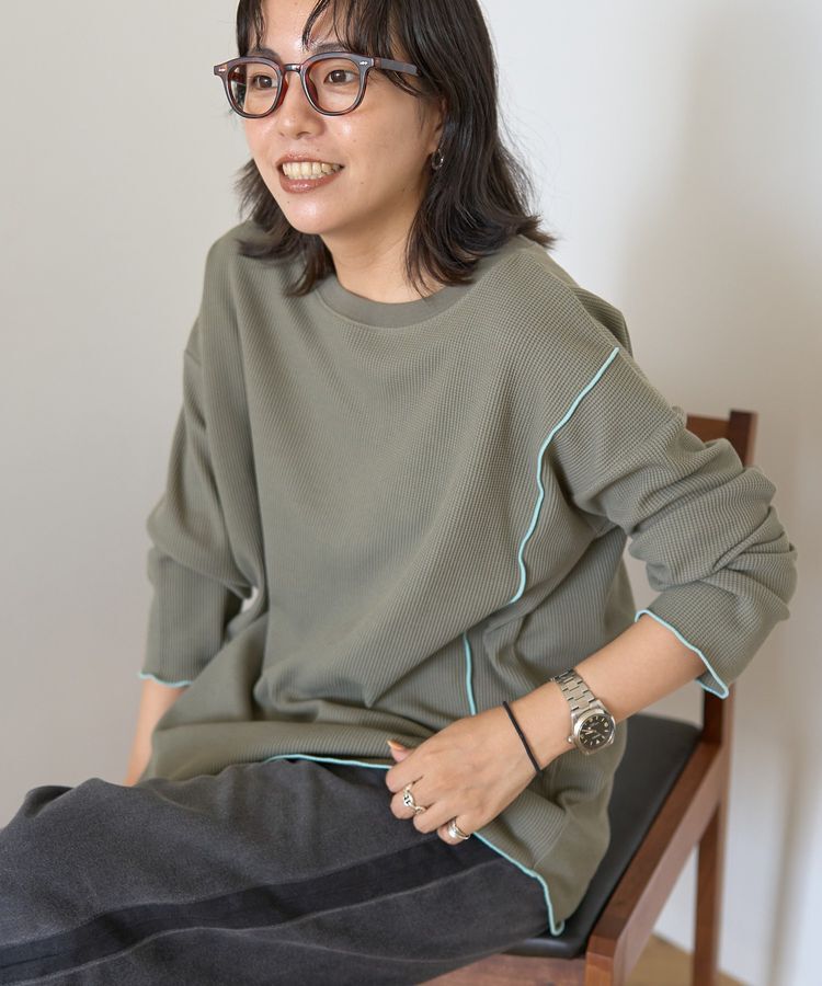 AMERICAN HOLIC「【WEB限定】ワッフル配色メロープルオーバー」|Tシャツ・カットソー|