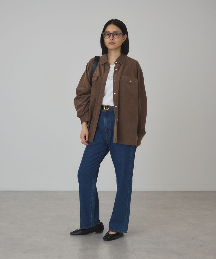 AMERICAN HOLIC「とろみコーデュロイメタルボタンBIGシャツ」|シャツ・ブラウス|