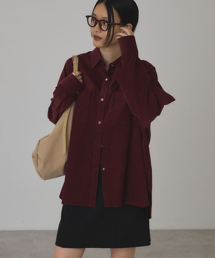 AMERICAN HOLIC「とろみコーデュロイメタルボタンBIGシャツ」|シャツ・ブラウス|