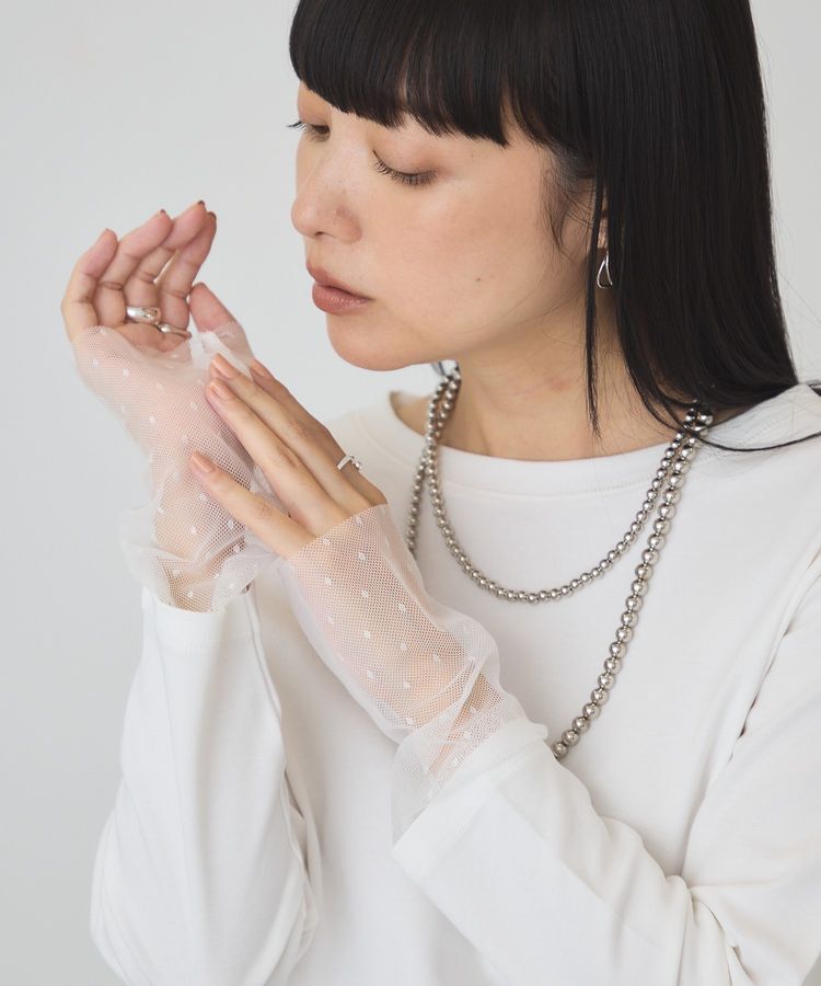 AMERICAN HOLIC「袖チュールドッキングプルオーバー」|Tシャツ・カットソー|