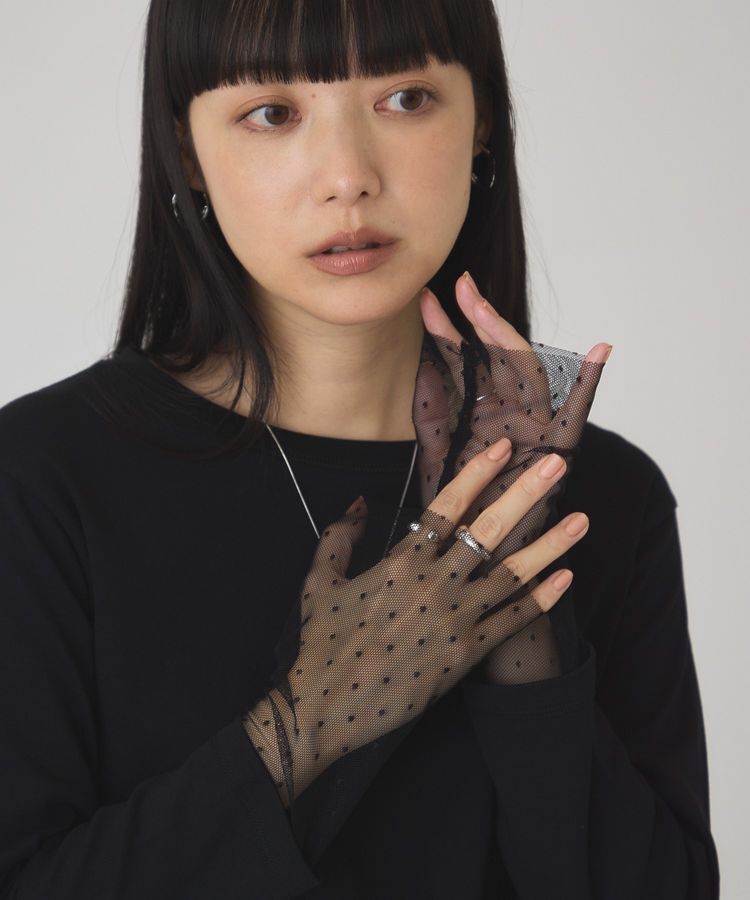 AMERICAN HOLIC「袖チュールドッキングプルオーバー」|Tシャツ・カットソー|Black