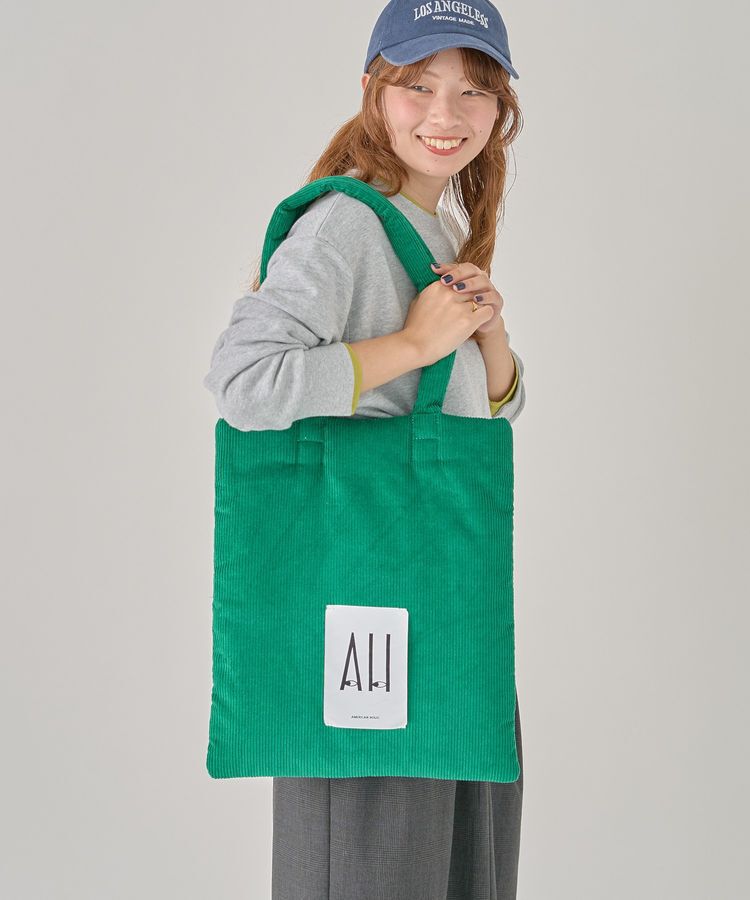 AMERICAN HOLIC「【ホリホリ】パデットコーデュロイトート」|トートバッグ|Green
