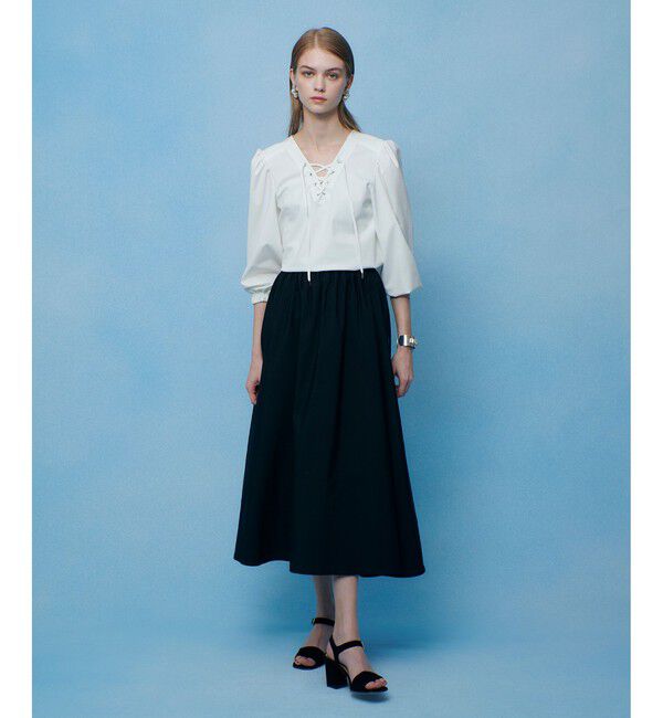 LOULOU WILLOUGHBY「【LOULOU WILLOUGHBY】モックロディレースアップマリンプルオーバー」|Tシャツ・カットソー|