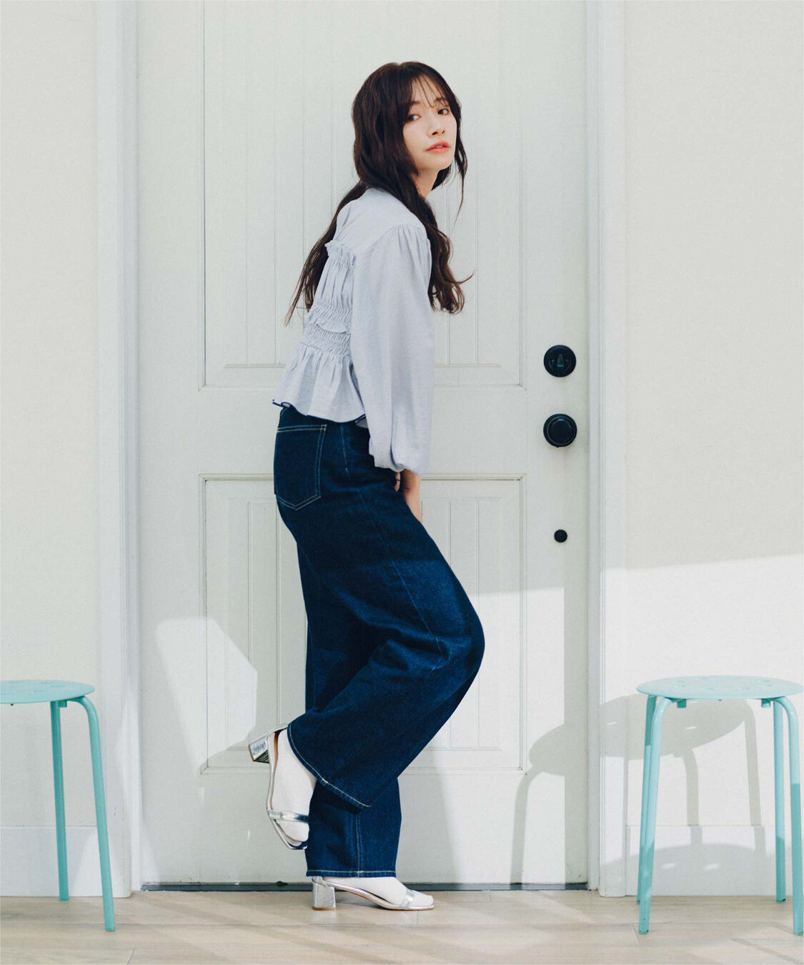 titivate「【赤埴奈津子さんコラボアイテム】シャーリングデザイントップス」|シャツ・ブラウス|