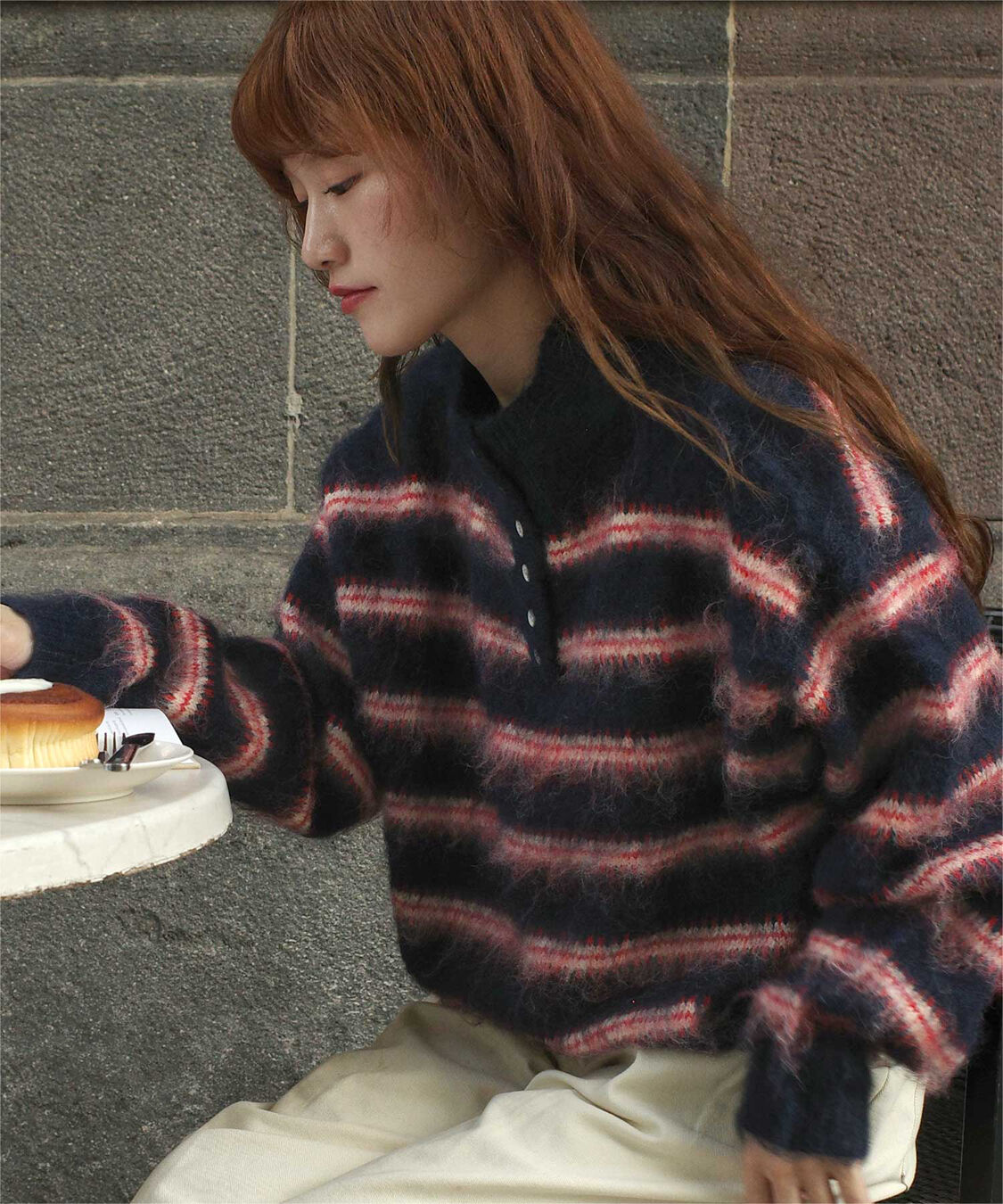 miette「【hinaさんコラボアイテム】プチハイヘンリーネックシャギーニットプルオーバー」|ニット・セーター|