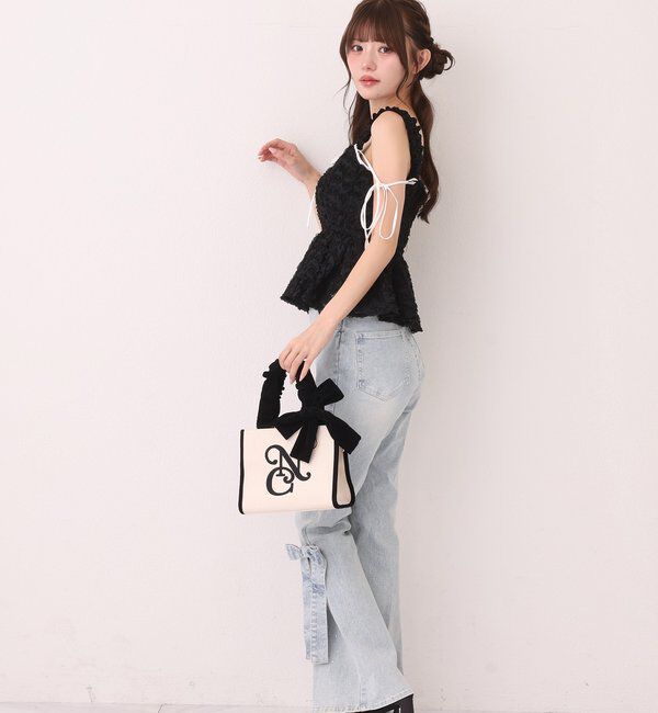  「【SMサイズ展開】リボンアレンジキラキラ美脚デニム」|その他|