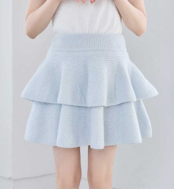 「【WEB限定カラーあり】マシュマロニットミニスカート」|スカート|