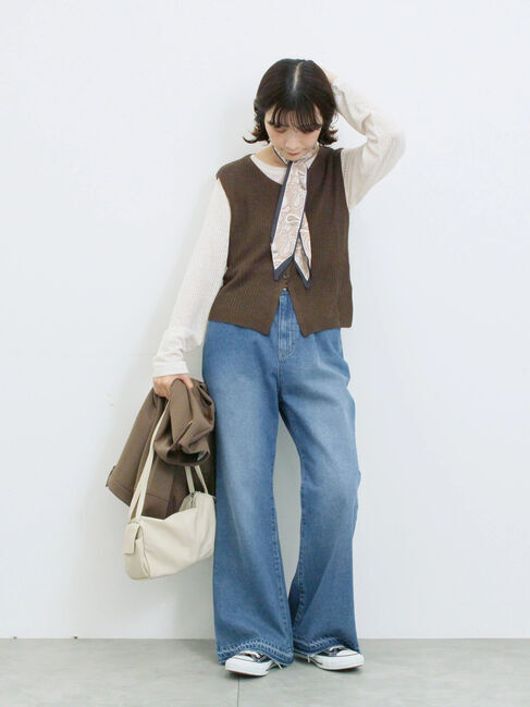Samansa Mos2 blue「バンダナ付きニットベスト」|ニット・セーター|