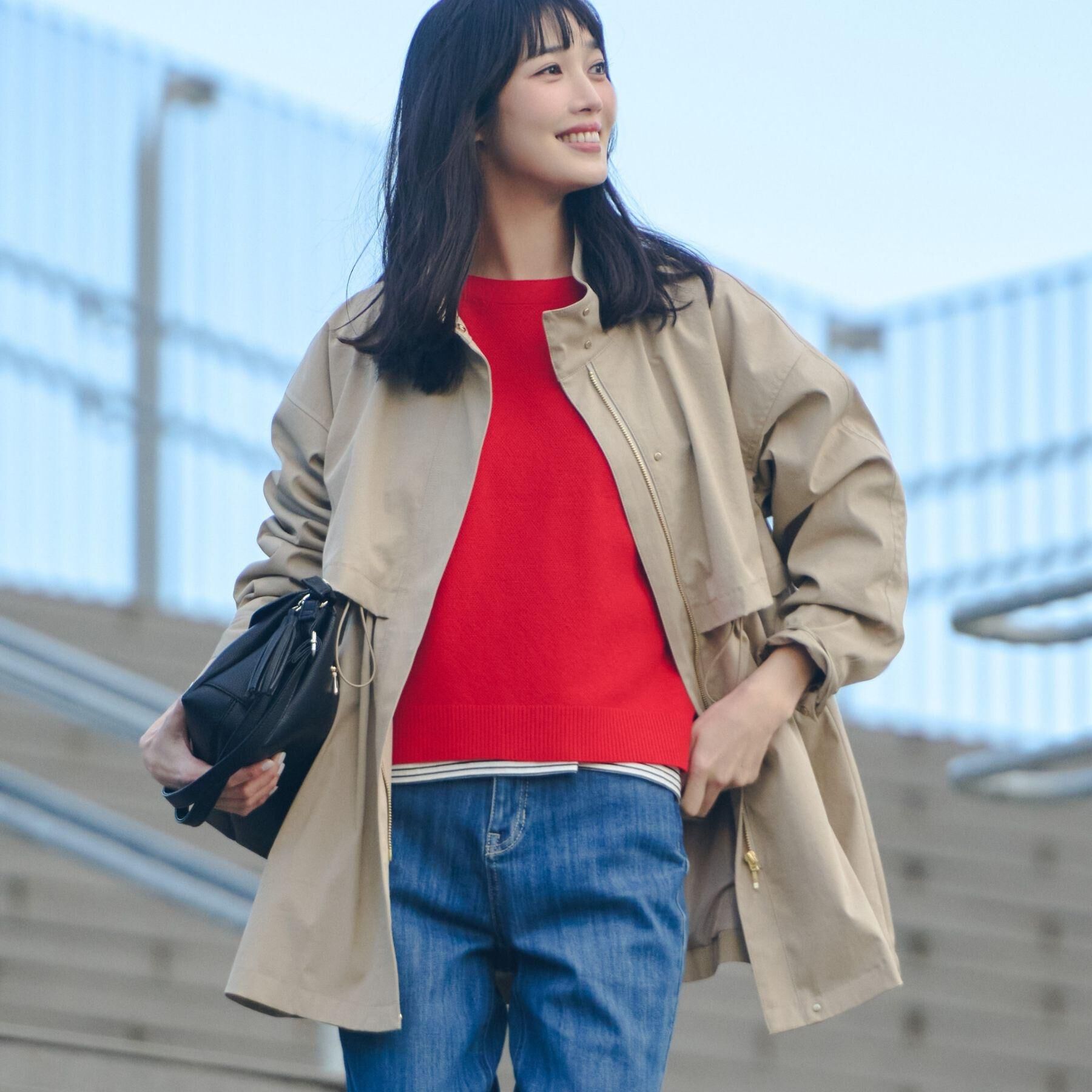 grove「【撥水／シルエット2WAY】羽織るだけでサマになる、スタンドネックテントラインコート」|その他|