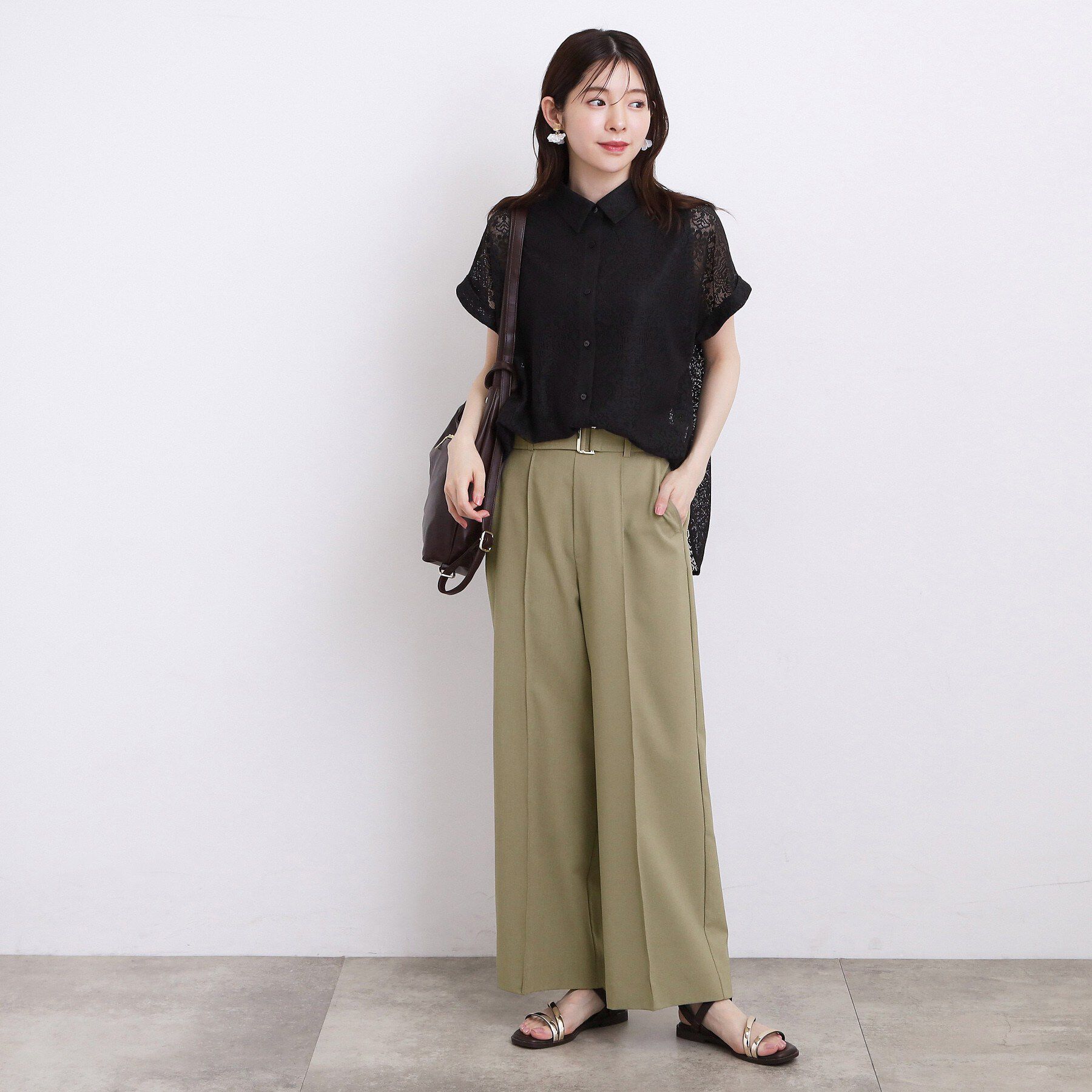 grove「【洗濯機OK・遮熱・SETUP可】シワになりにくい、ベルト付ワイドパンツ」|その他|