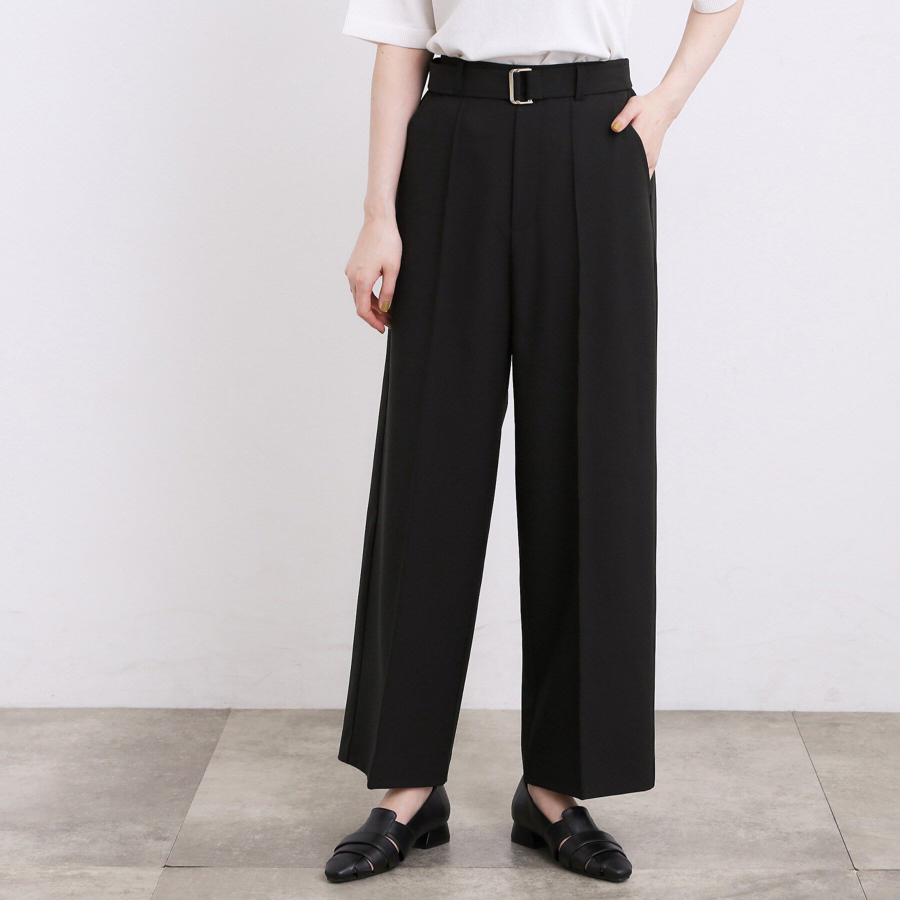 grove「【洗濯機OK・遮熱・SETUP可】シワになりにくい、ベルト付ワイドパンツ」|その他|
