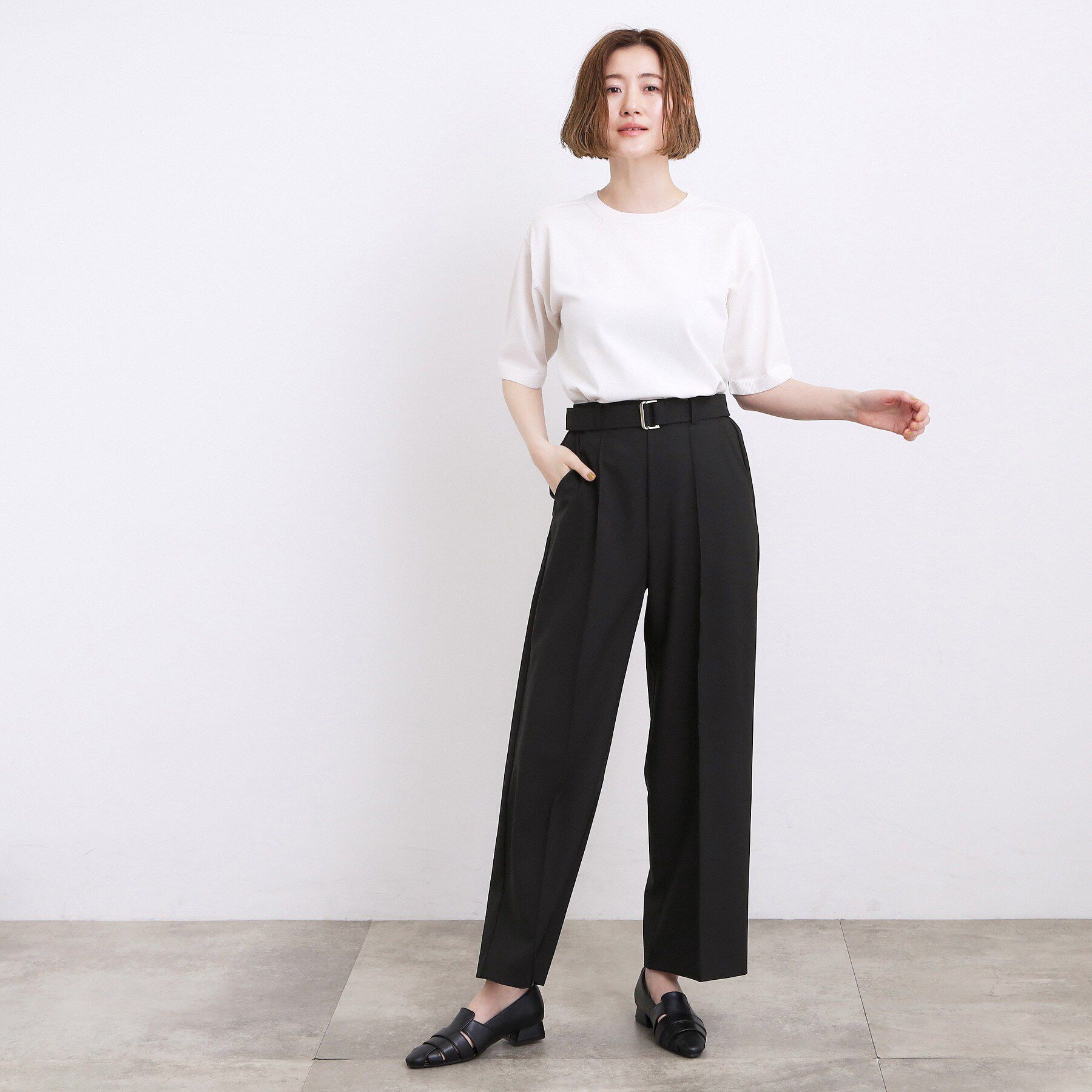 grove「【洗濯機OK・遮熱・SETUP可】シワになりにくい、ベルト付ワイドパンツ」|その他|