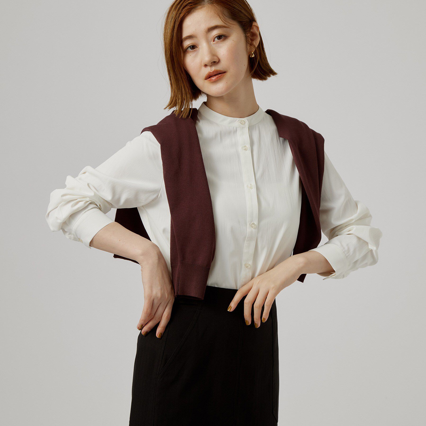 grove「【2点セット/時短・着回し】着るだけでコーデが完成 ニットベスト&times;シャツ」|その他|