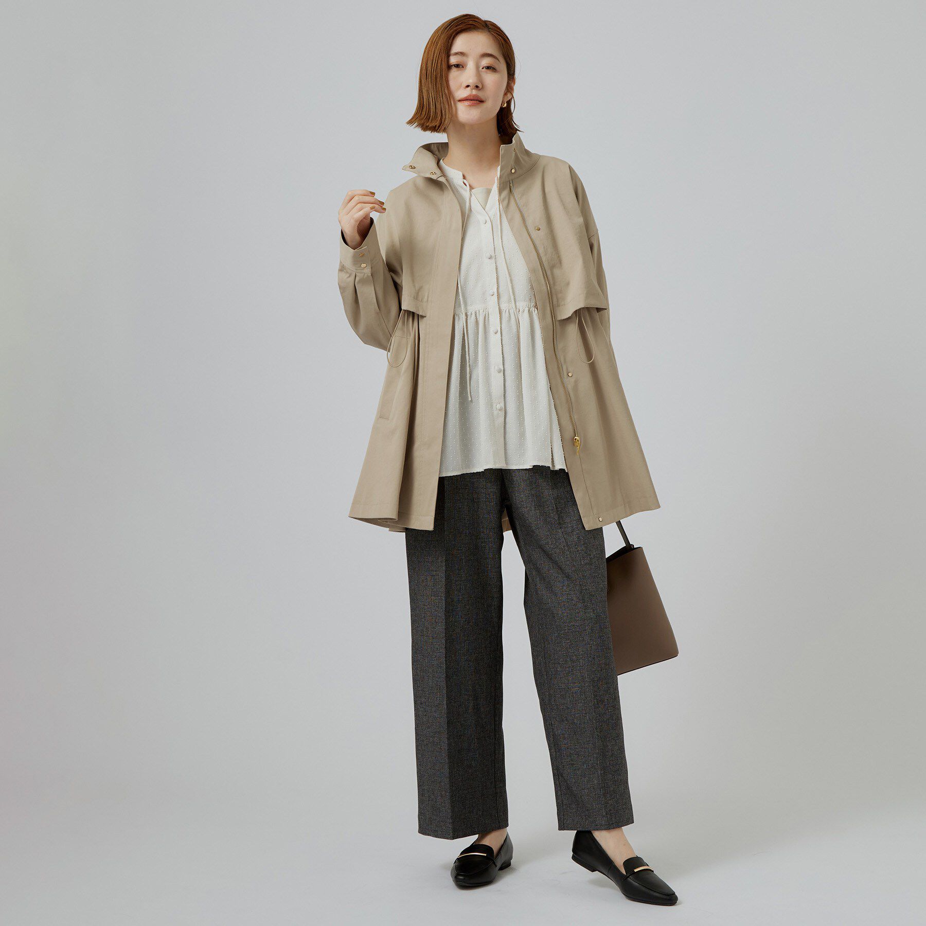 grove「【撥水／シルエット2WAY】ゆったり着られて体型カバー◎ スタンドネック テントラインコート」|その他|