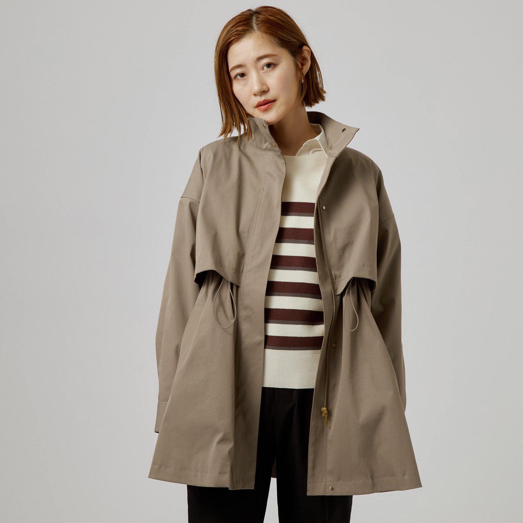 grove「【撥水／シルエット2WAY】ゆったり着られて体型カバー◎ スタンドネック テントラインコート」|その他|