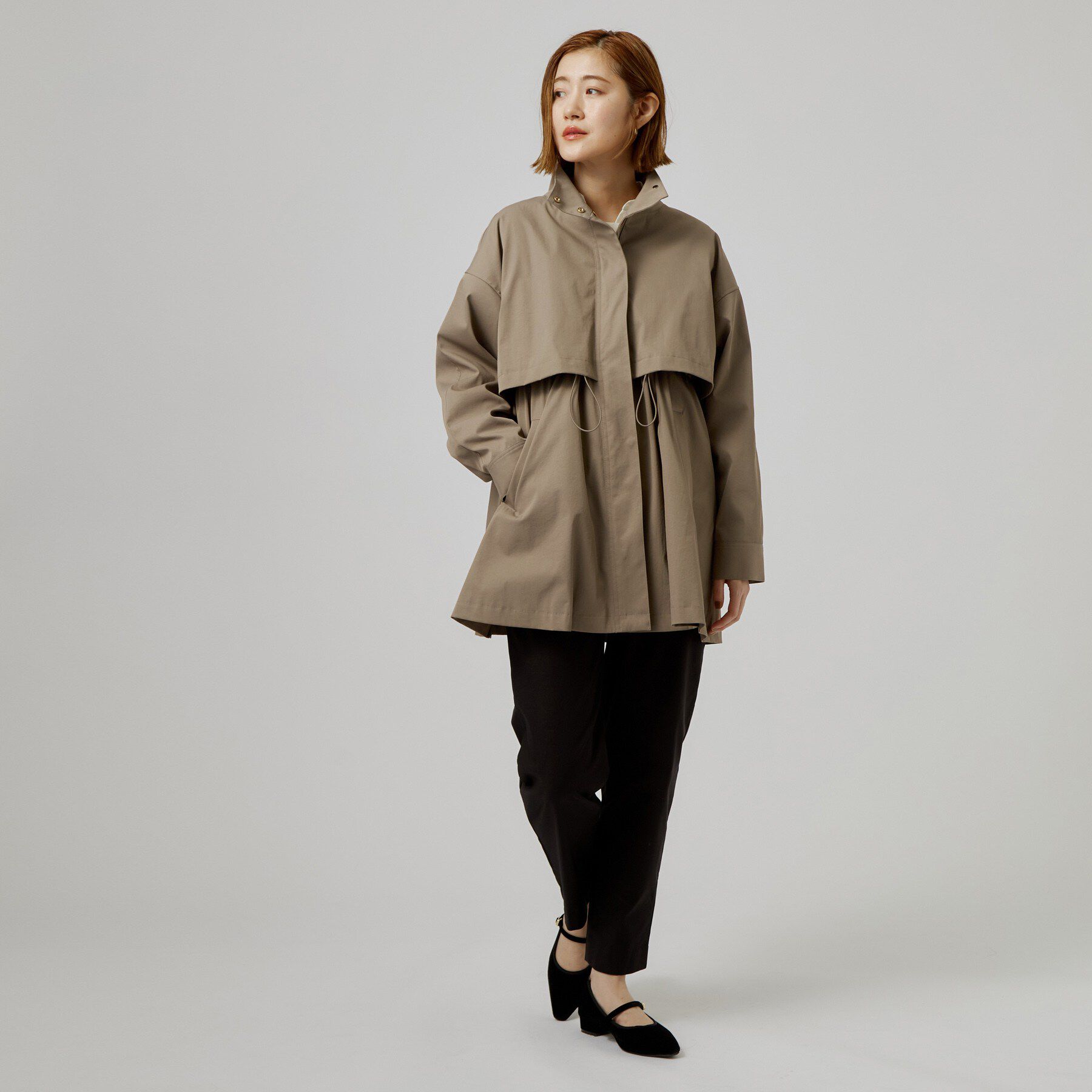 grove「【撥水／シルエット2WAY】ゆったり着られて体型カバー◎ スタンドネック テントラインコート」|その他|