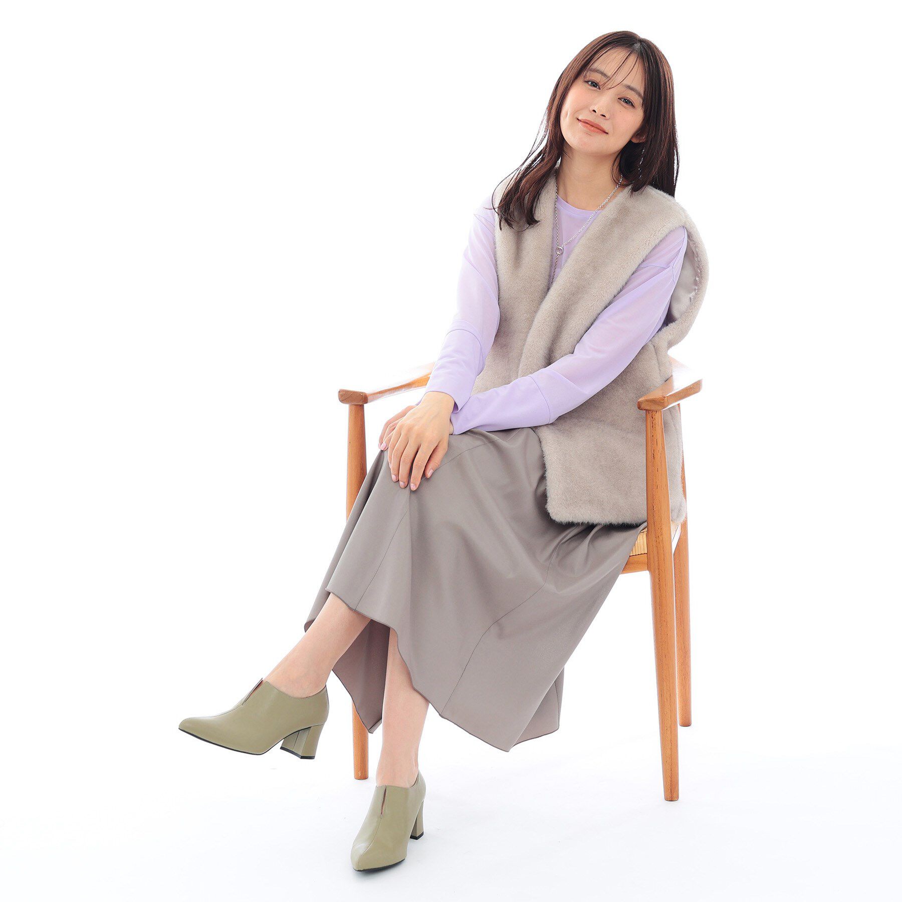 INDIVI「スリットブーティ」|ショートブーツ|