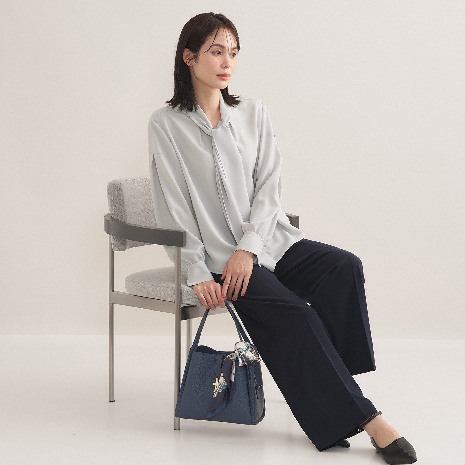 INDIVI「【洗える】ジョーゼットボウタイブラウス」|シャツ・ブラウス|