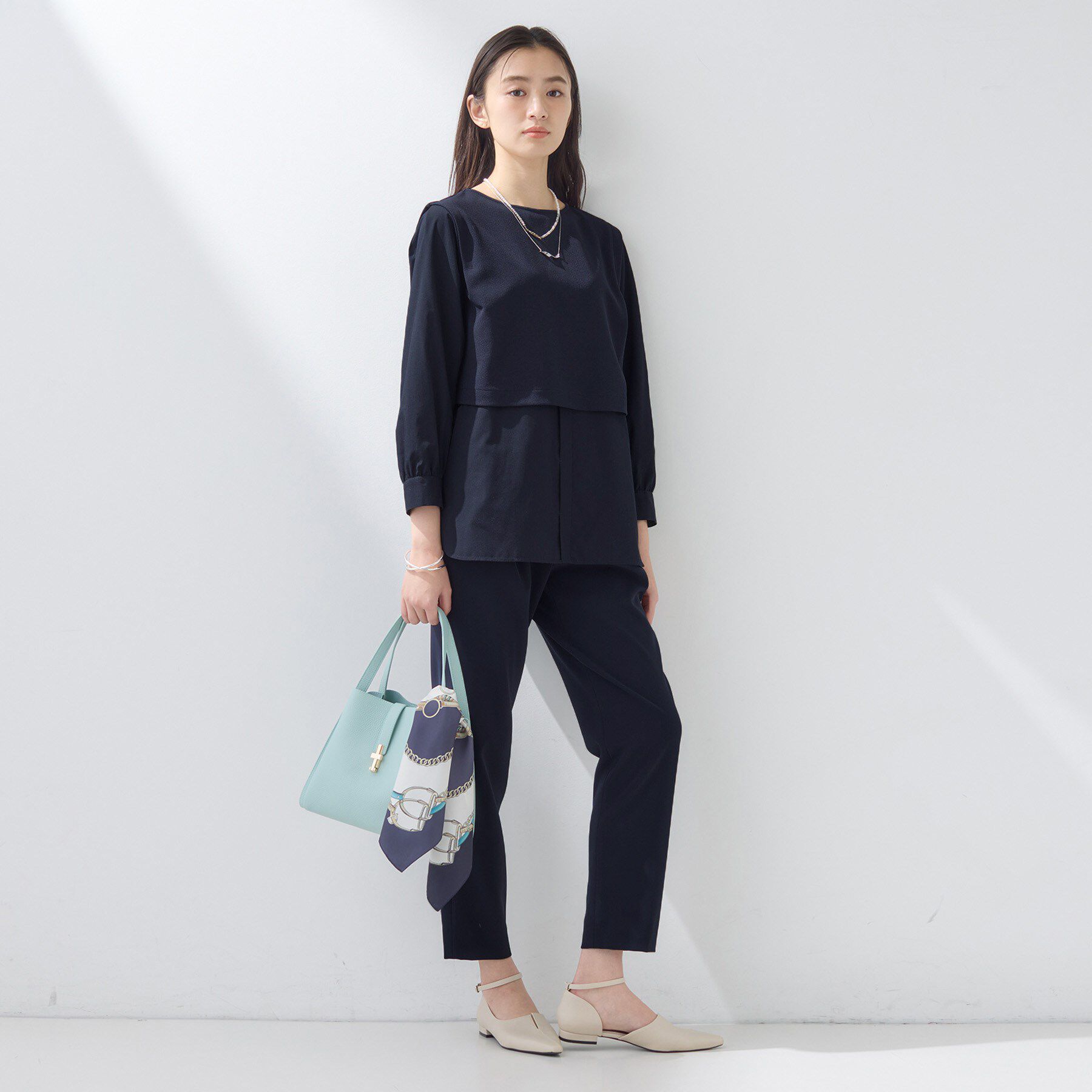 INDIVI「【洗える／UVケア】レイヤード風デザイントップス」|Tシャツ・カットソー|