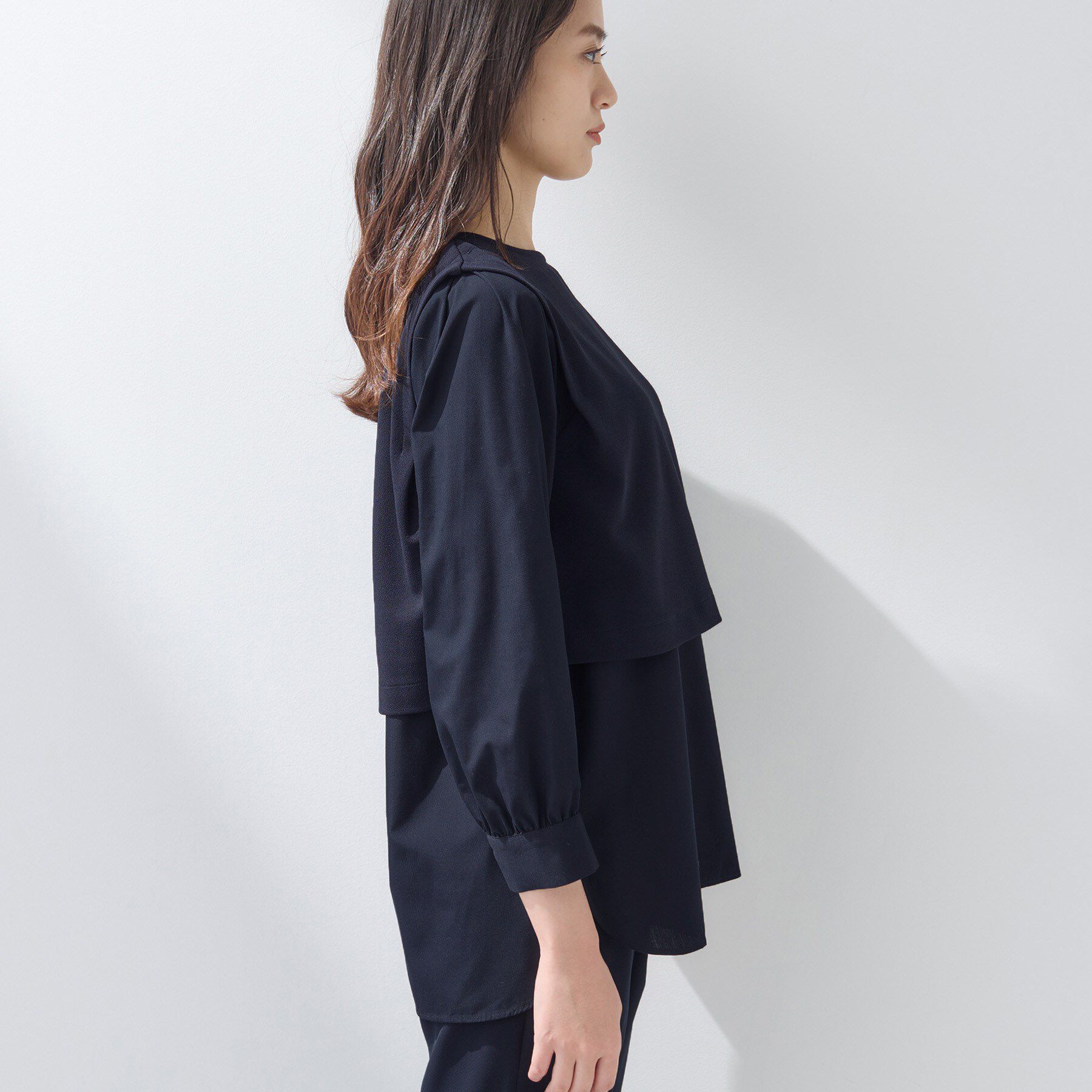INDIVI「【洗える／UVケア】レイヤード風デザイントップス」|Tシャツ・カットソー|