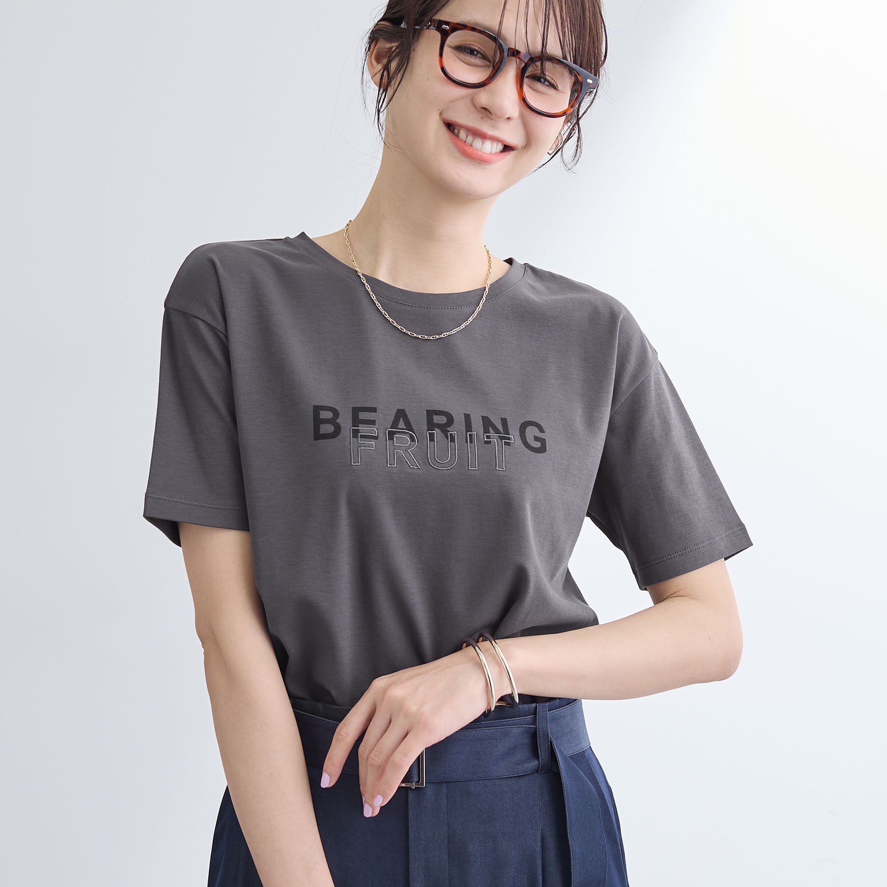 INDIVI「【UVケア／選べるグラフィック】スムースジャージTシャツ」|Tシャツ・カットソー|
