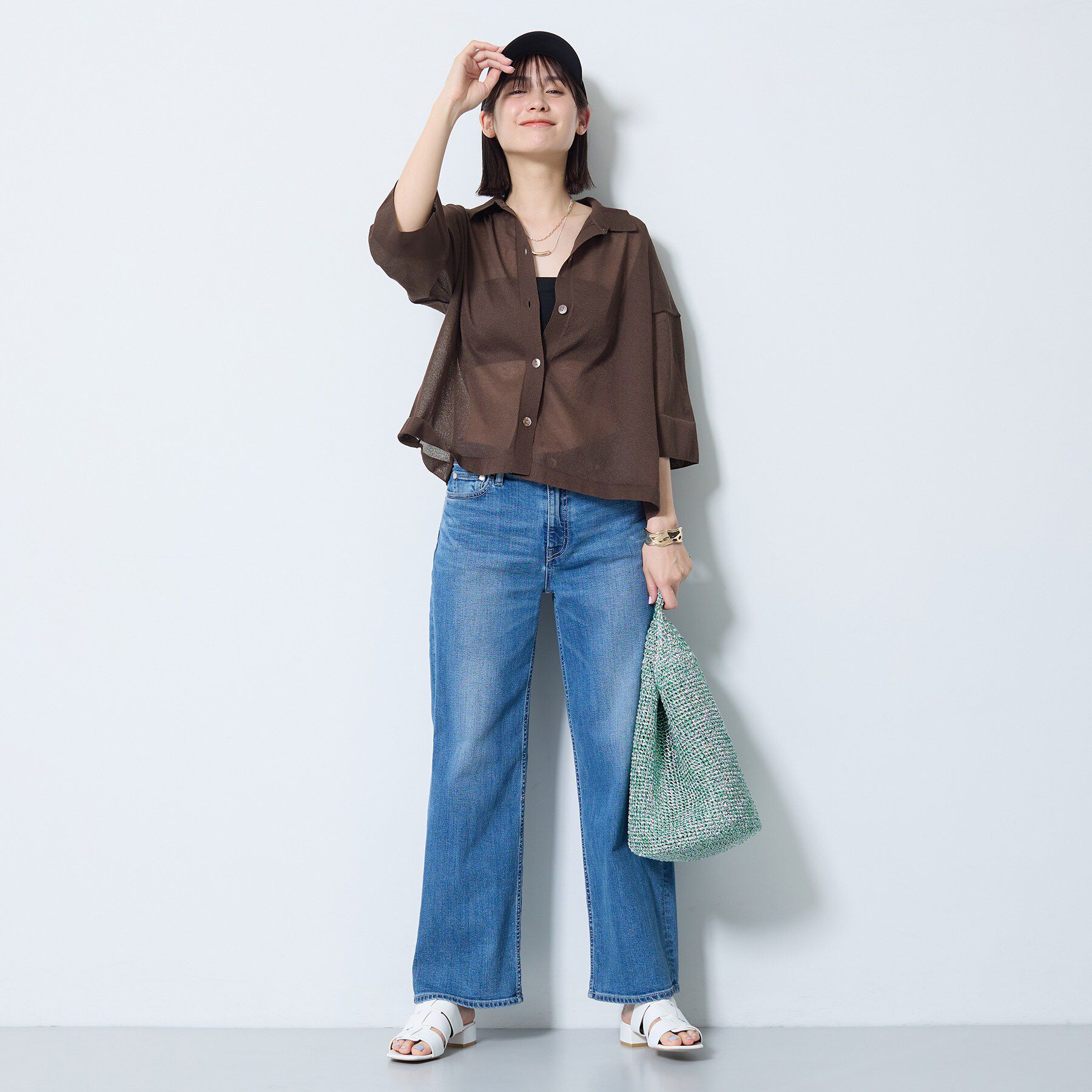 INDIVI「【洗える／シアー】衿付きシャツライクニットカーディガン」|カーディガン|