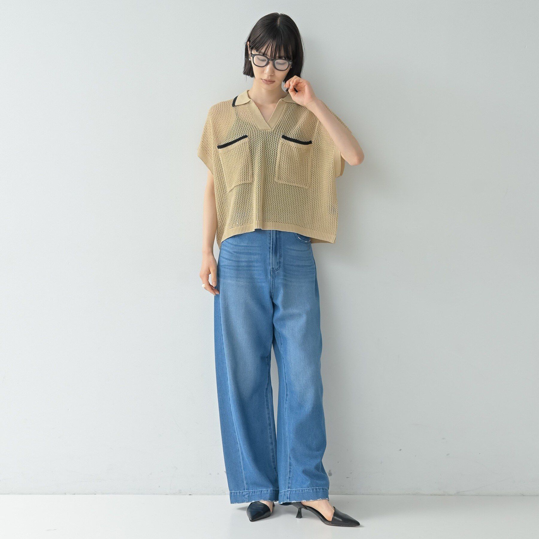 GALLEST「メッシュポロドルマンニット」|ニット・セーター|