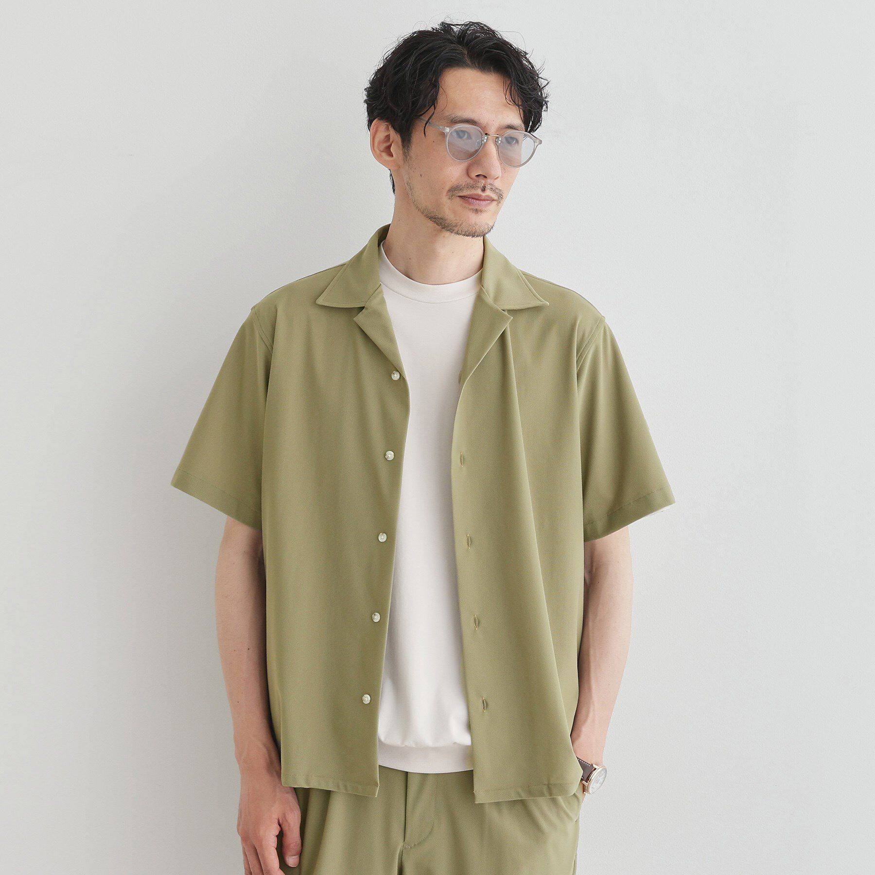 TAKEO KIKUCHI「【COOL CITY WEAR】エアートール オープンカラーシャツ /接触冷感・通気性」|シャツ・ブラウス|