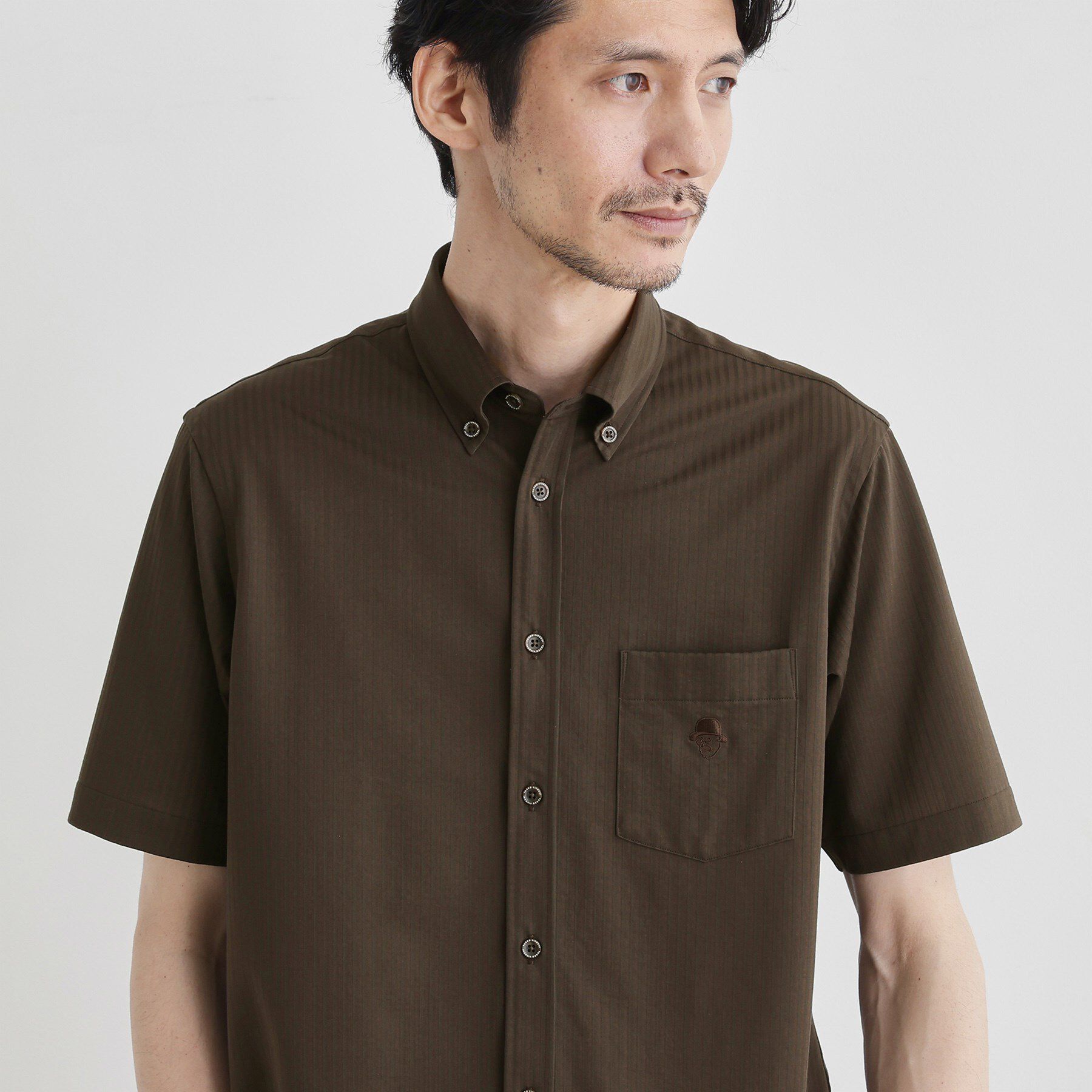 TAKEO KIKUCHI「【COOL CITY WEAR】ストライプジャージ ボタンダウンシャツ /接触冷感」|シャツ・ブラウス|
