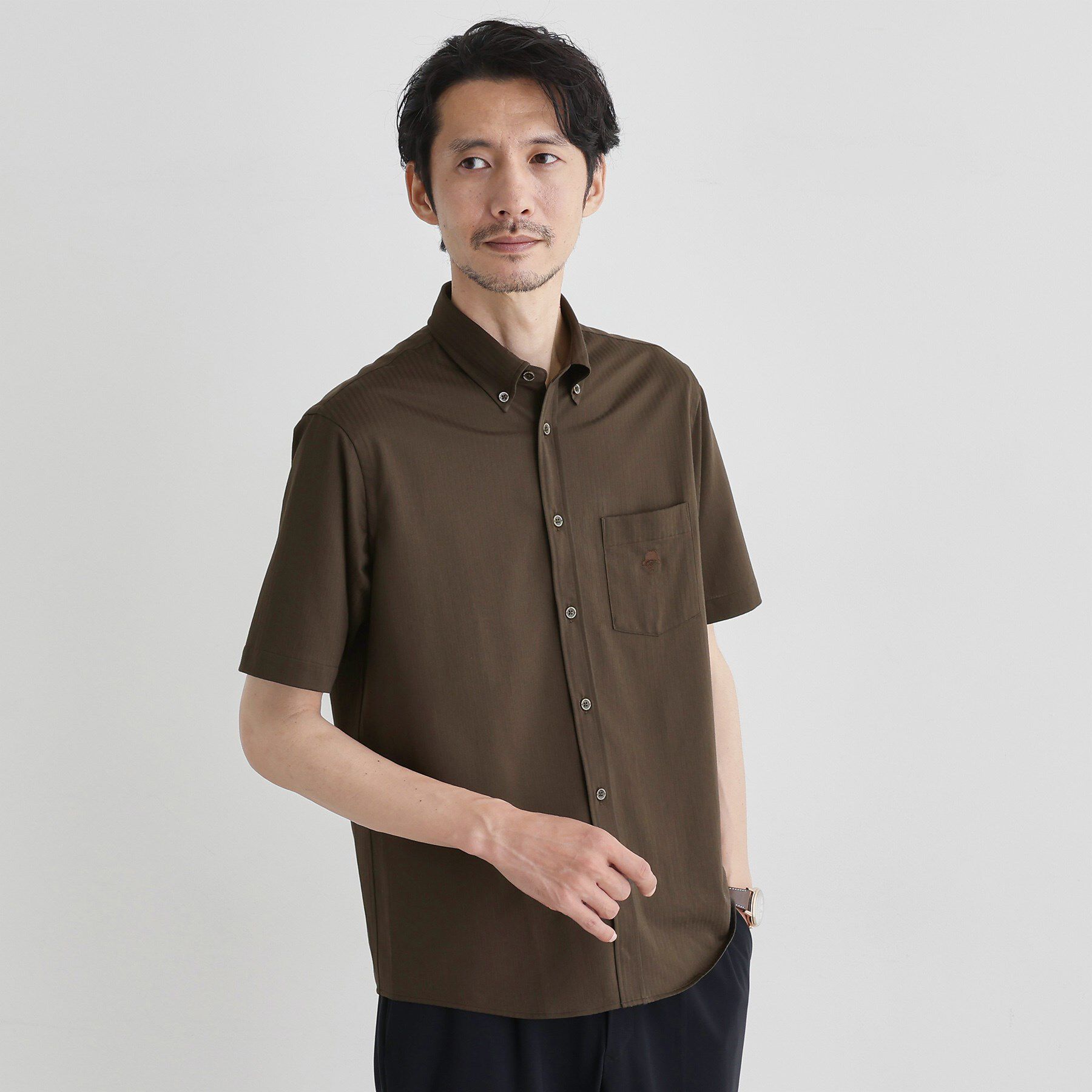 TAKEO KIKUCHI「【COOL CITY WEAR】ストライプジャージ ボタンダウンシャツ /接触冷感」|シャツ・ブラウス|