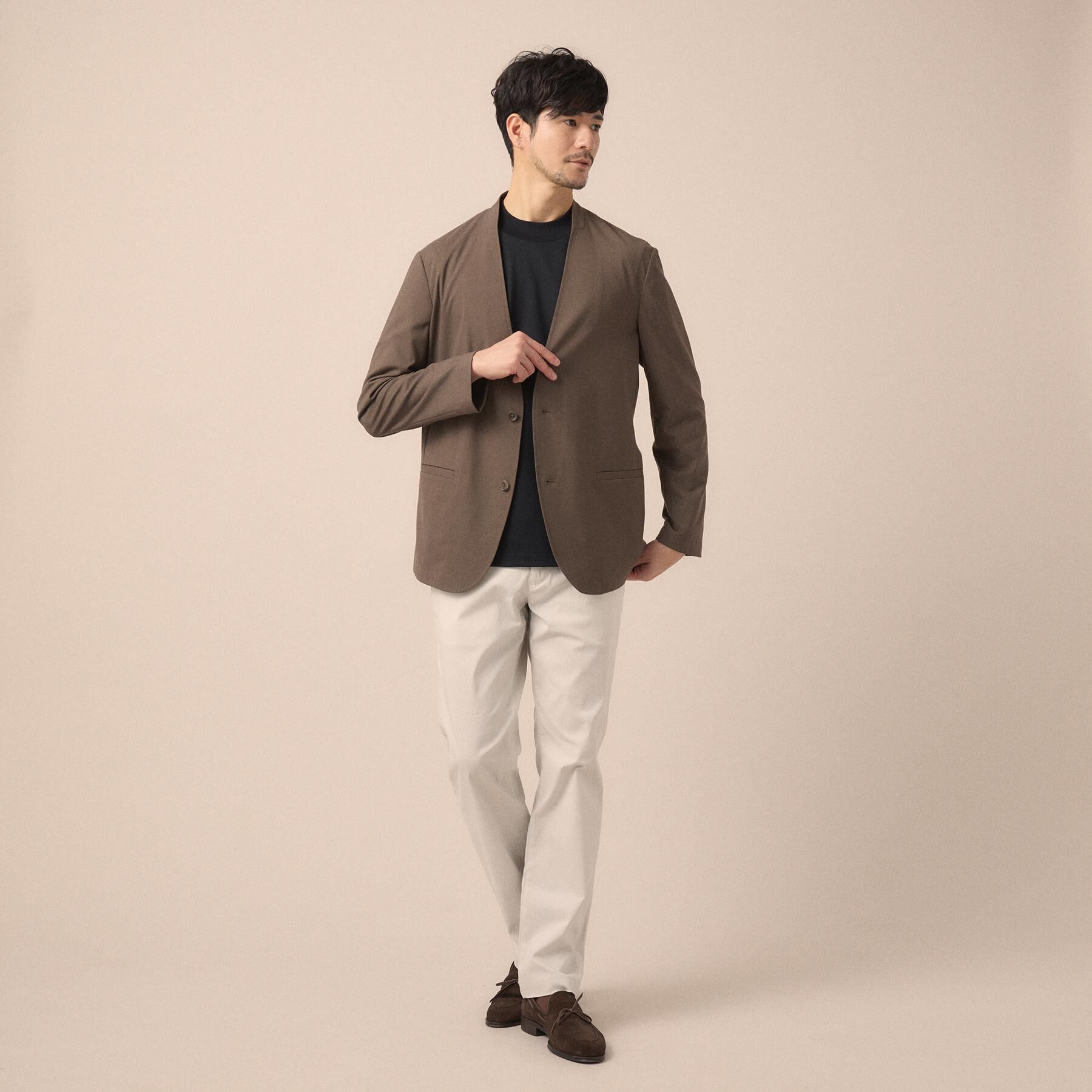 TAKEO KIKUCHI「【ON／OFF兼用】CARREMANファブリック ノーカラージャケット」|ノーカラージャケット|