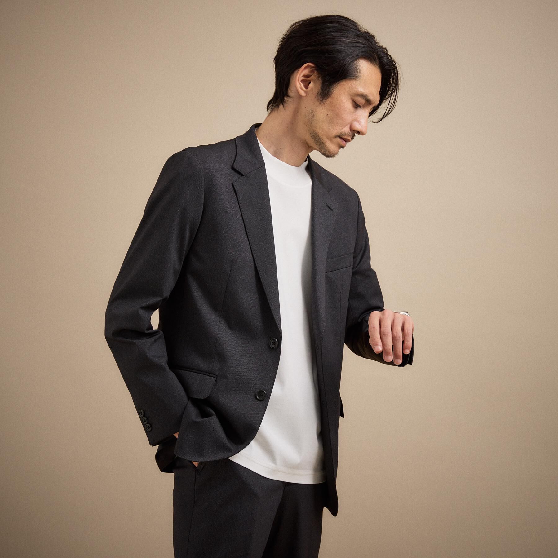 TAKEO KIKUCHI「【360&deg;ストレッチ／軽量】None Of Stress ライト ジャケット（セットアップ対応）」|テーラードジャケット|ブラック(019)
