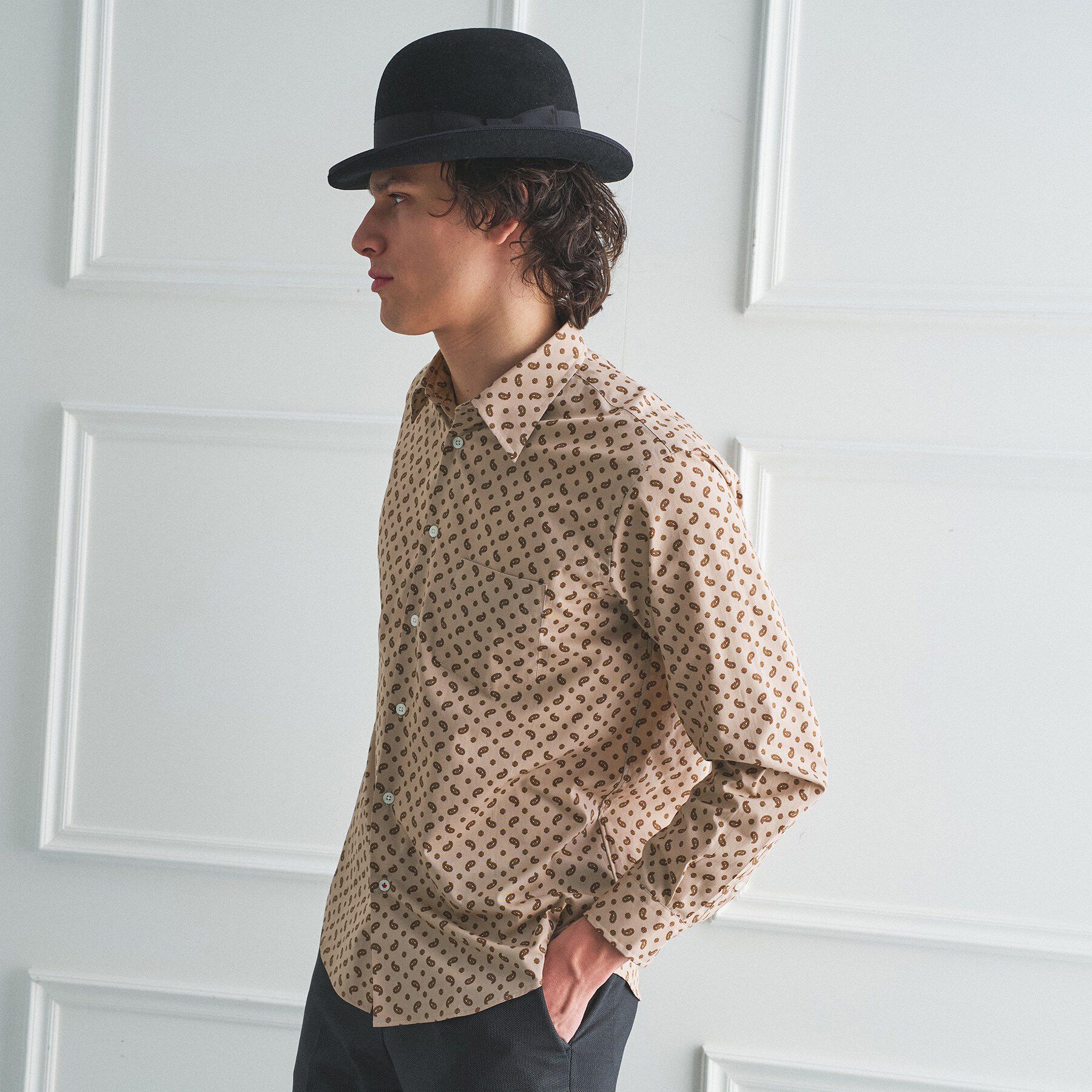 TAKEO KIKUCHI「【BOWLER HAT LABEL】小紋ペイズリープリント 長袖シャツ」|シャツ・ブラウス|