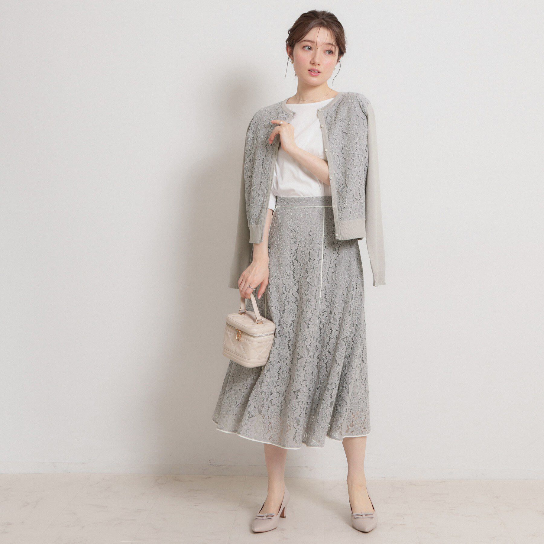 Couture broach「【洗える】コードレース カーディガン」|カーディガン|