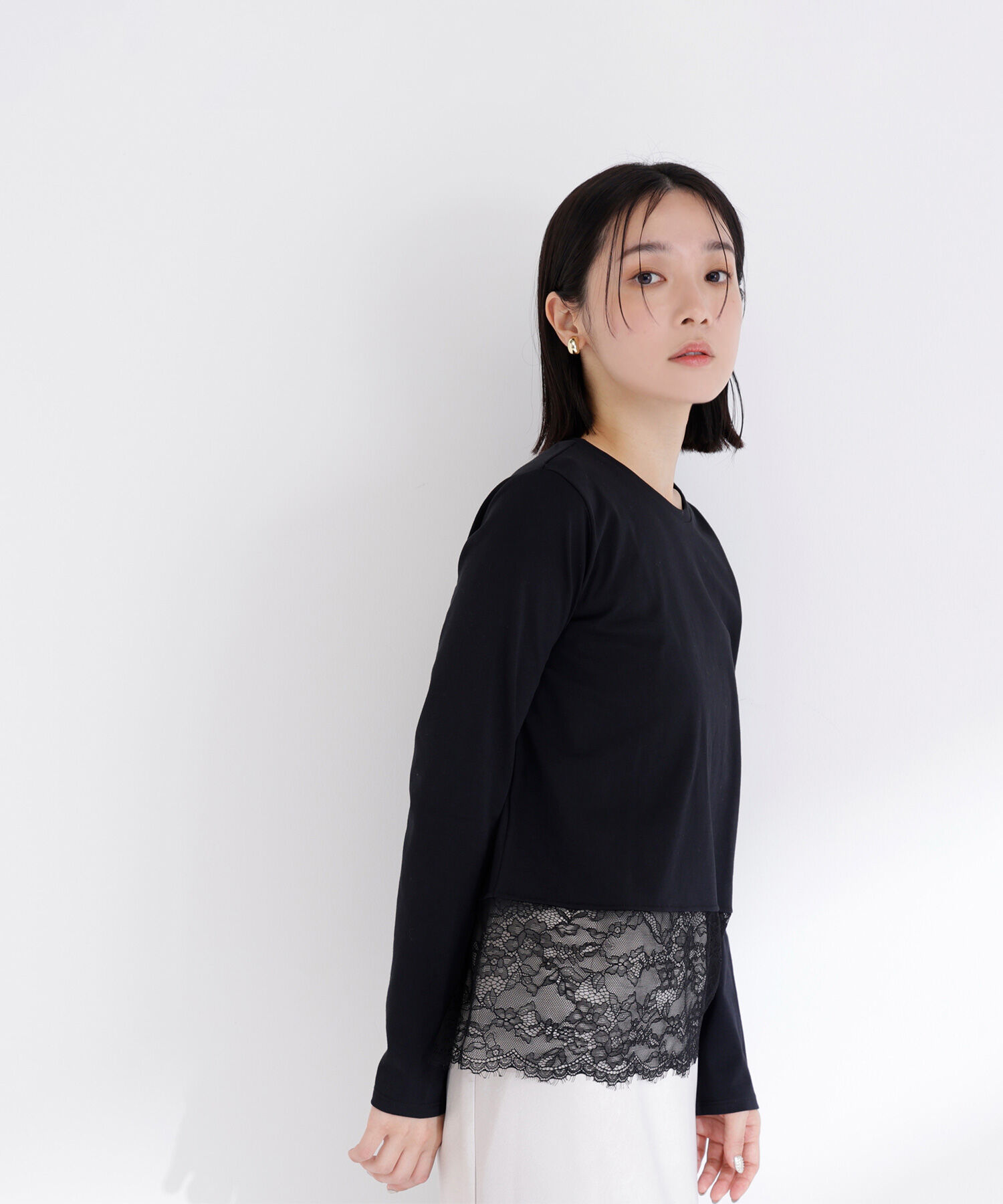  「レースドッキングカットソー」|Tシャツ・カットソー|