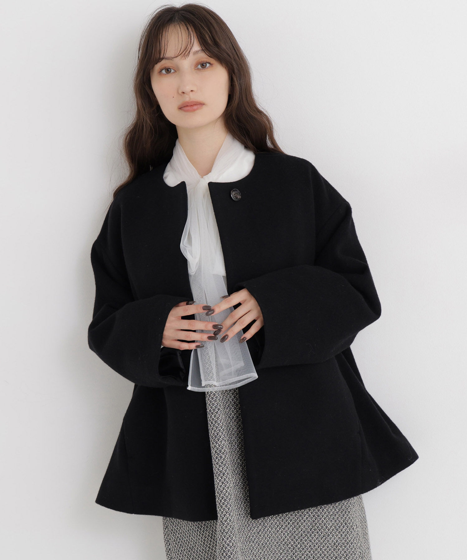  「＜EC限定カラー：イエロー＞カシミヤブレンドハーフコート 26AW」|ブルゾン・スタジャン|