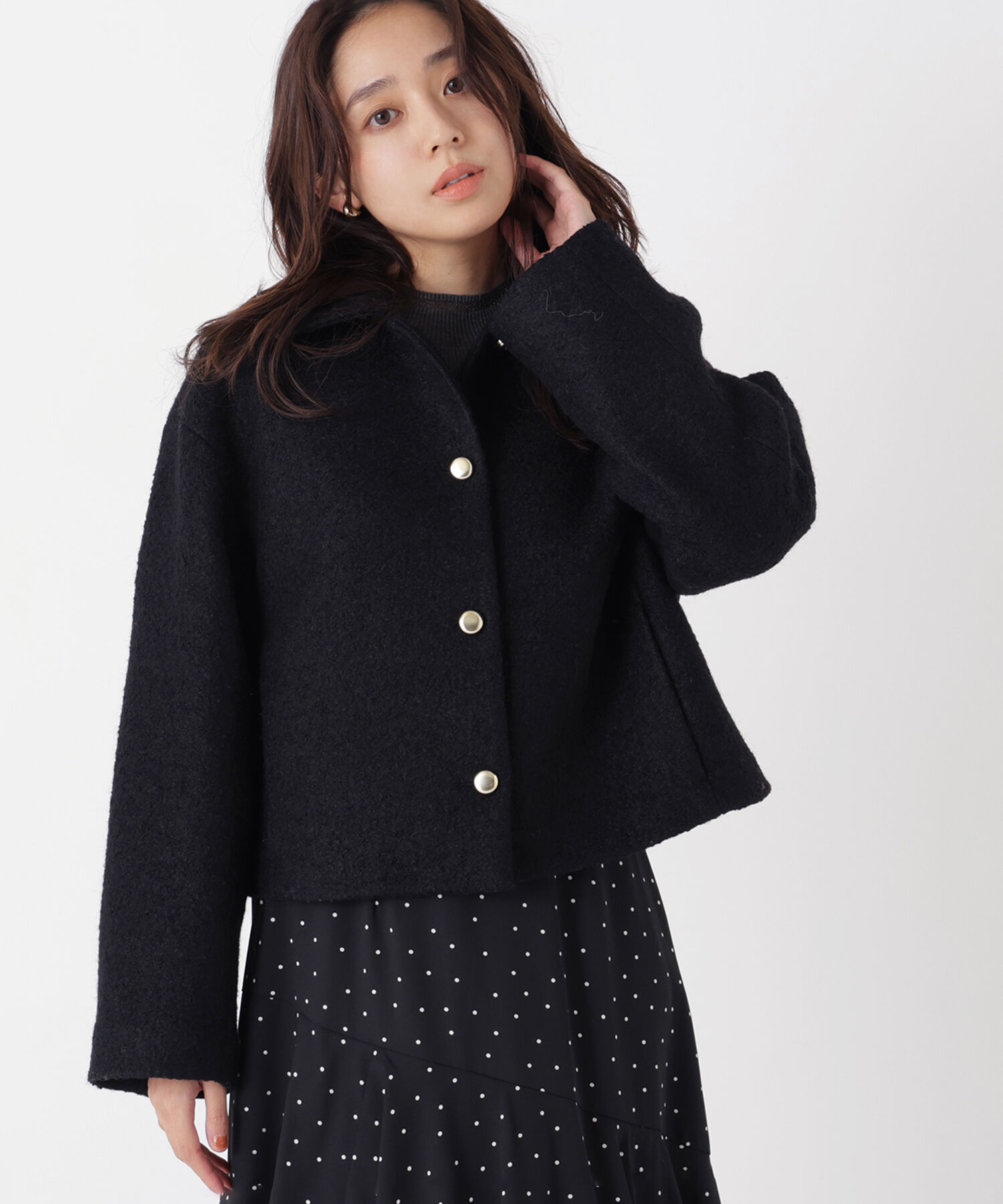  「ブークレーステンカラーブルゾン 26AW」|ブルゾン・スタジャン|ブラック