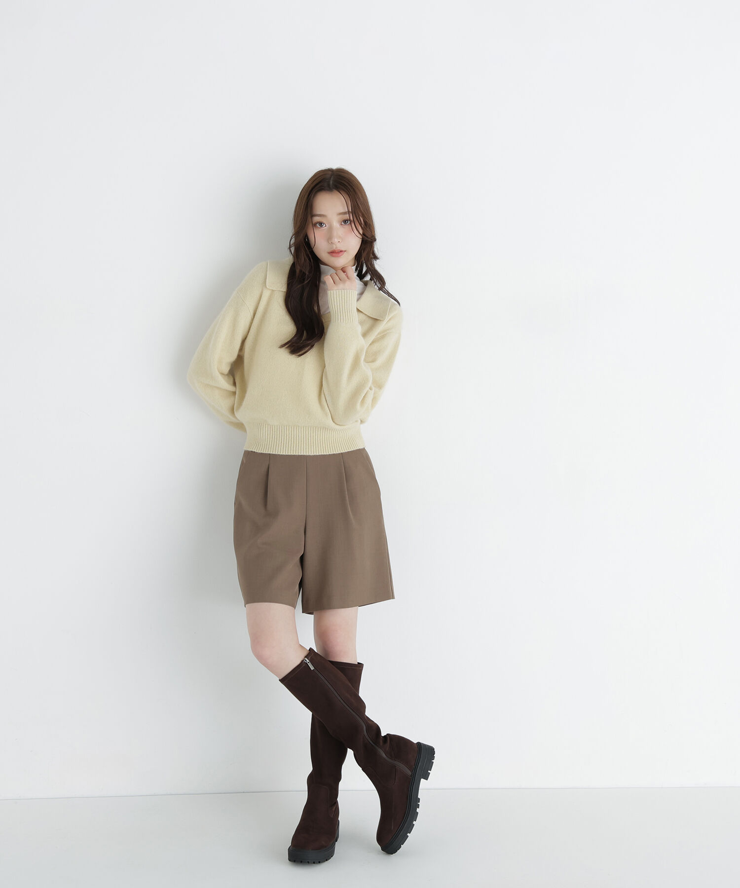  「<WEB限定ｶﾗｰ:ﾗｲﾄｸﾞﾘｰﾝ><ちょうど､いい服>品よく､ゆるく｡ｽ  」|ニット・セーター|