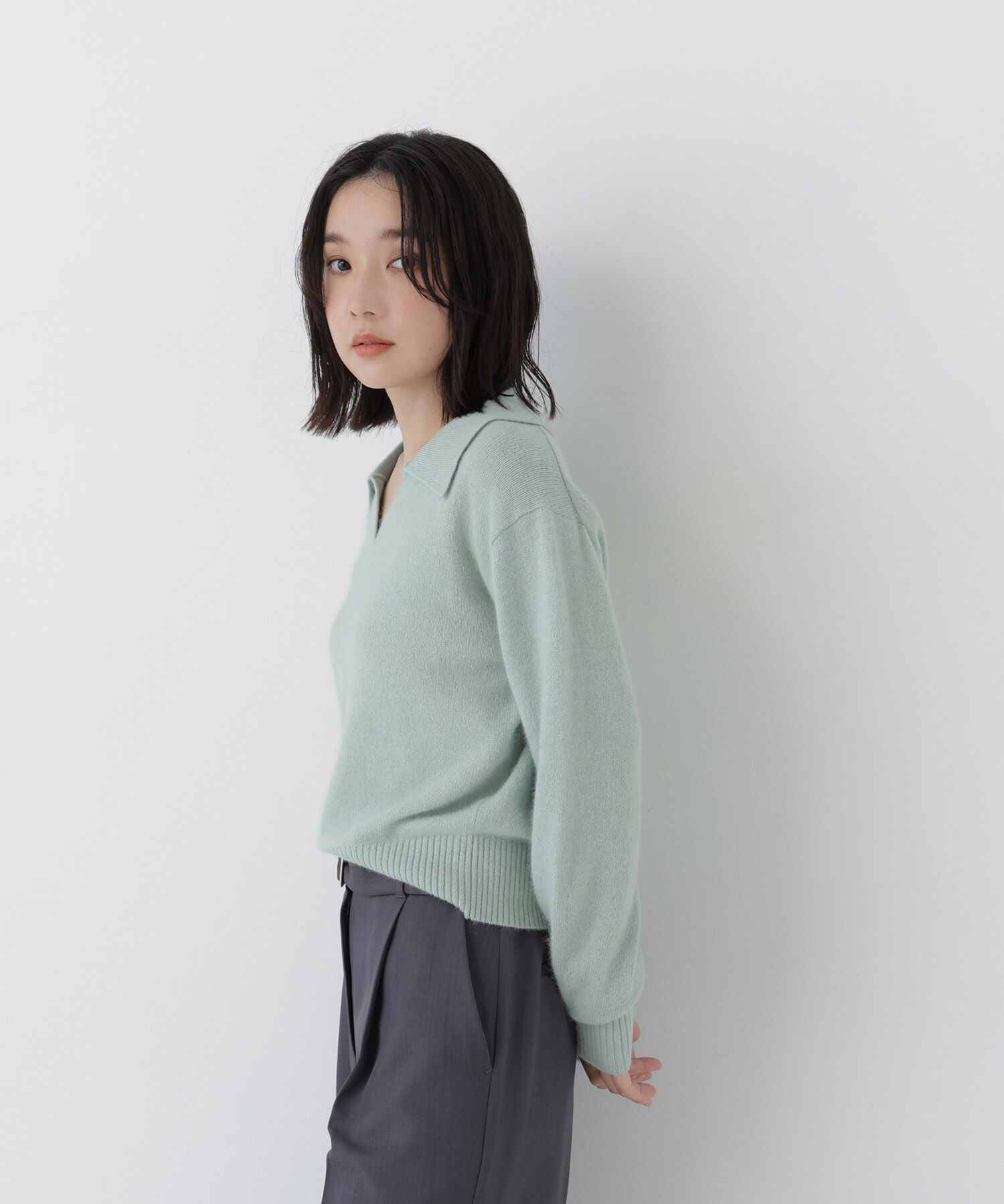  「<WEB限定ｶﾗｰ:ﾗｲﾄｸﾞﾘｰﾝ><ちょうど､いい服>品よく､ゆるく｡ｽ  」|ニット・セーター|