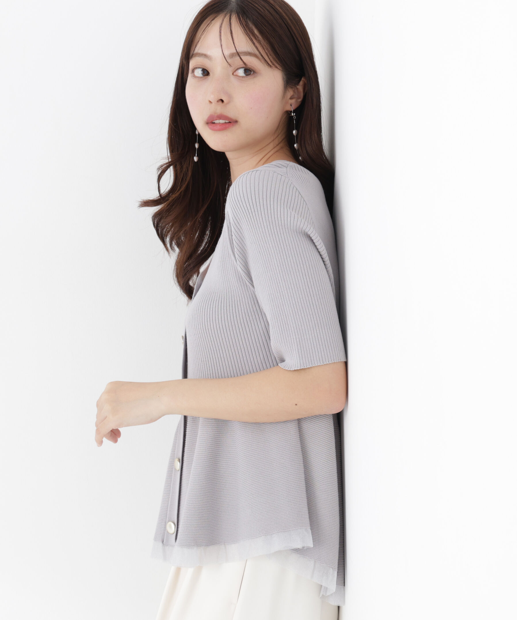 PROPORTION BODY DRESSING「部分シアーペプラムニット 26AW」|ニット・セーター|